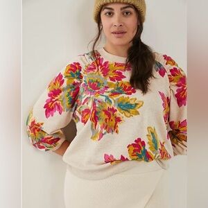 Anthropologie Saturday Sunday Edita Ruched Sweatshirt, size large